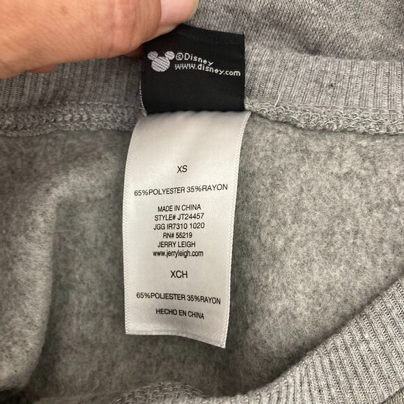 Disney Mickey Mouse Sweatshirt Women's XS Cropped Drawstring Gray - Picture 11 of 12